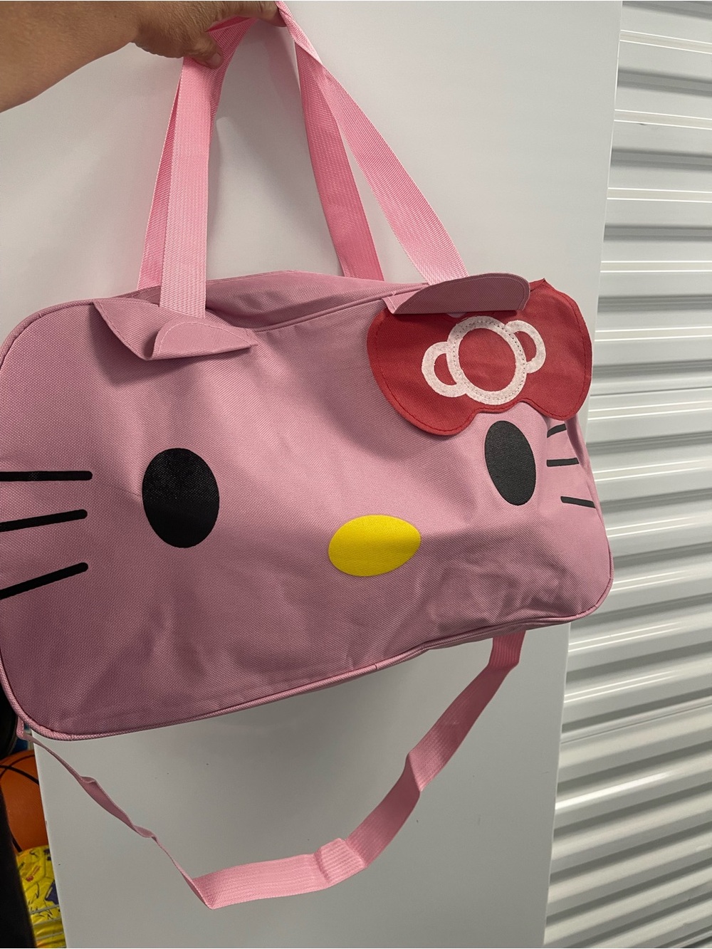 Pink Character Travel Tote Bag with Bow Accent